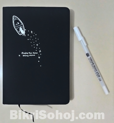 Notebook: black paper+white pen